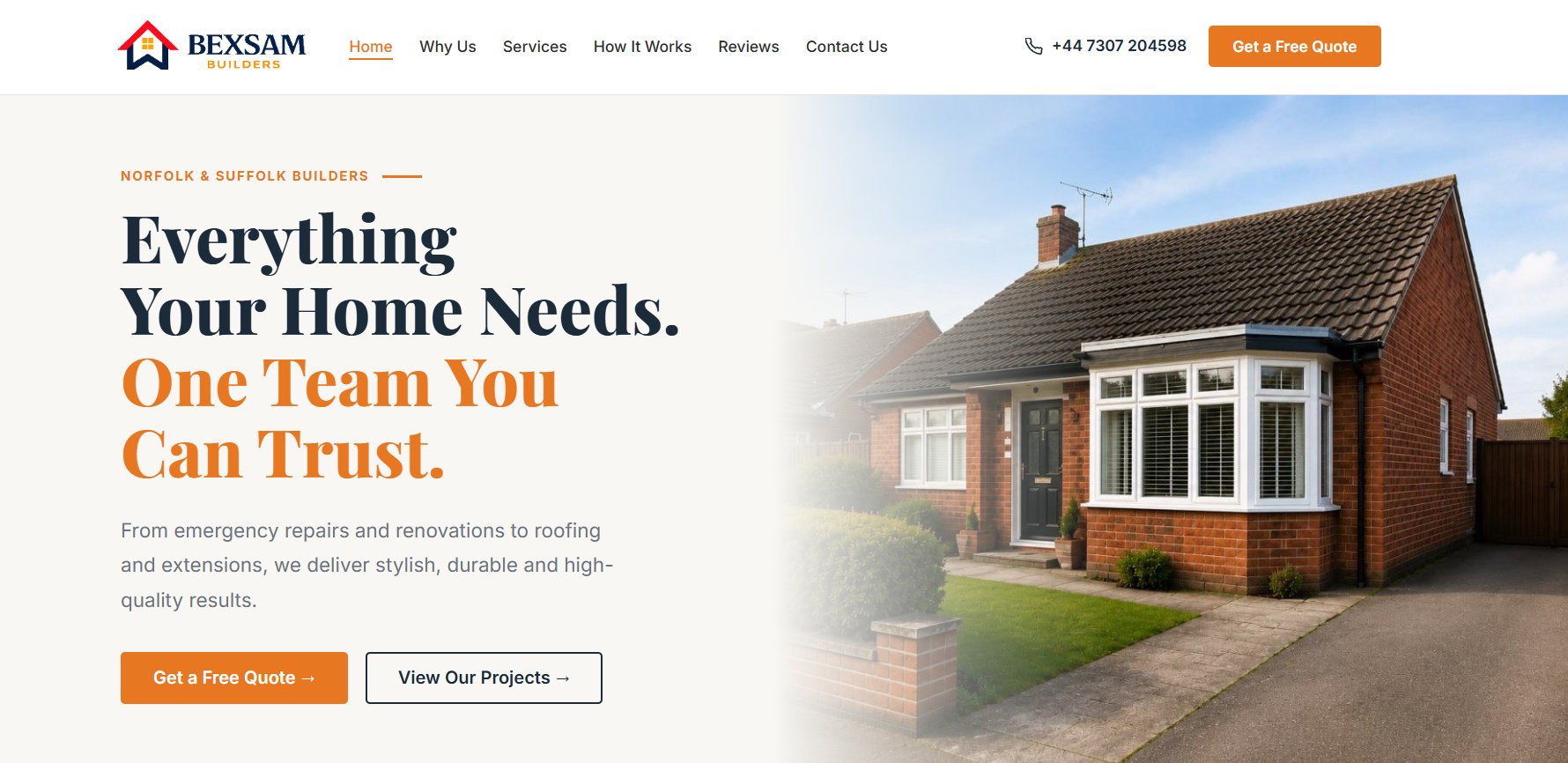 Bexsam Builders website preview — created by Into Digital