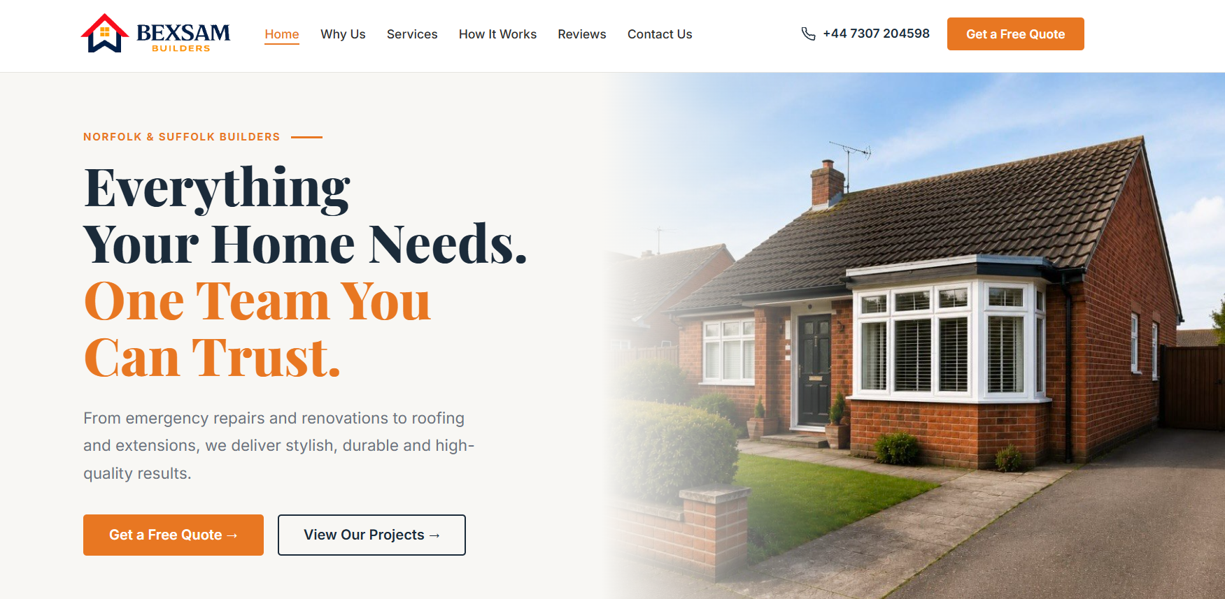 Bexsam Builders website homepage