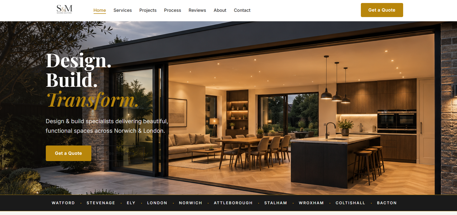 S&M Building Solutions website homepage